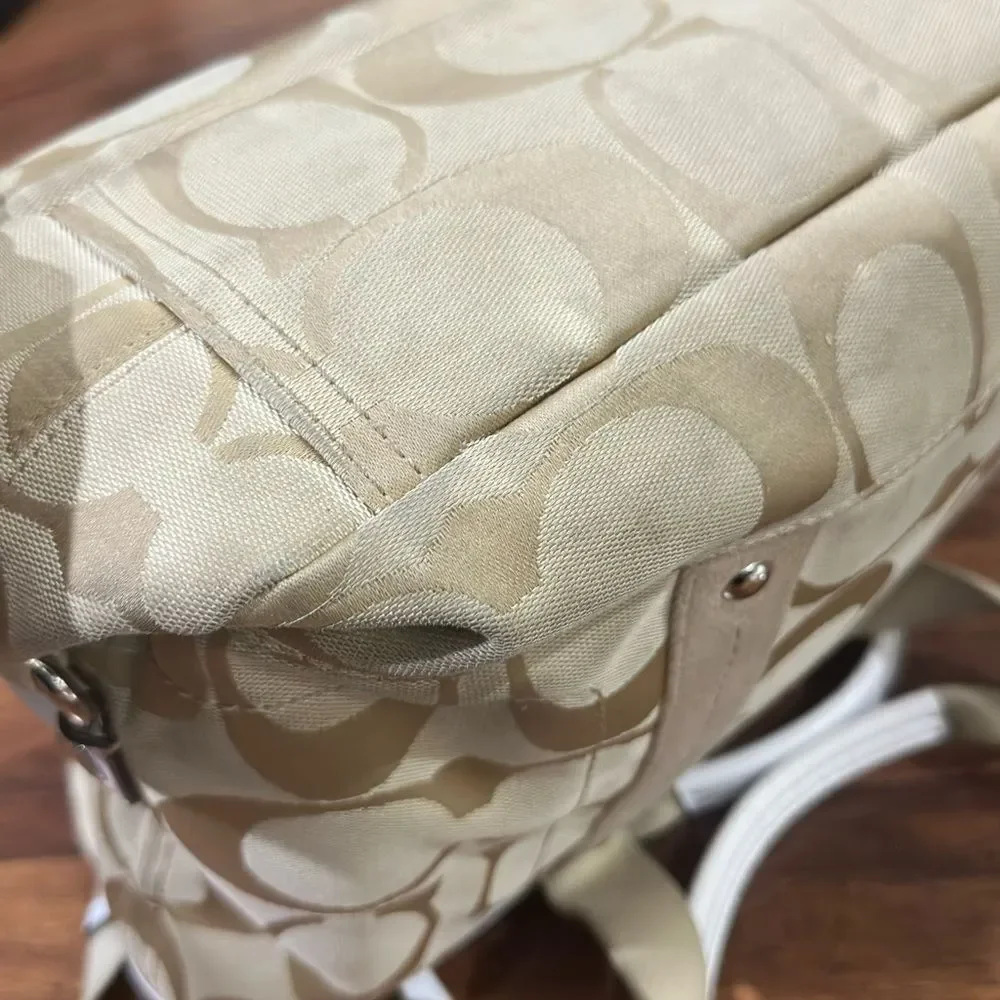 Coach Beige Signature Canvas Tote with Removable Strap